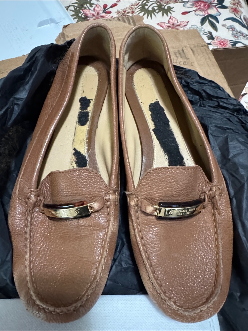 Michael Kors Cognac Leather Moccasin Loafers 👞 8.5